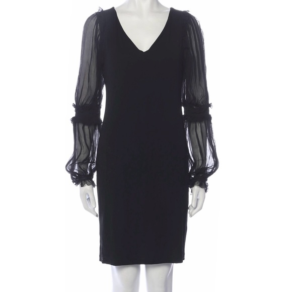 Roberto Cavalli Black V-Neck Shift Mini Dress - Picture 10 of 10